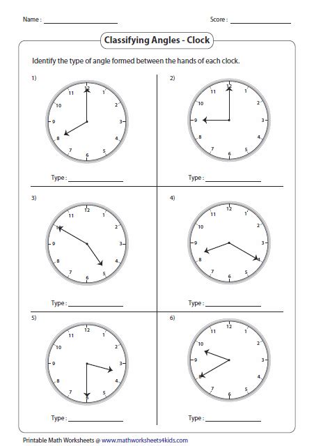 Clock Angles Worksheet