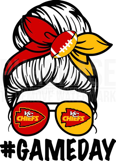 279 Messy Bun Kansas City Chiefs Svg Kansas City Chiefs Fan Svg