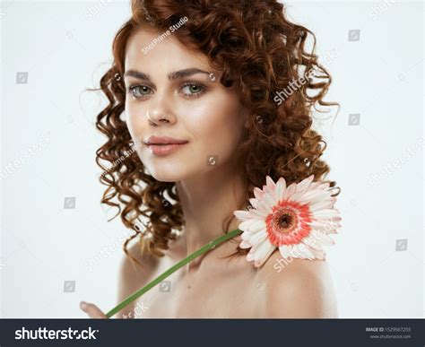 Beautiful Woman Curly Hair Naked Shoulders Stock Photo Shutterstock