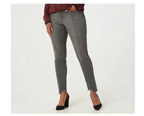Lisa Rinna Collection Grey Skinny Slit Front Hem Ankle Jean Size 18w