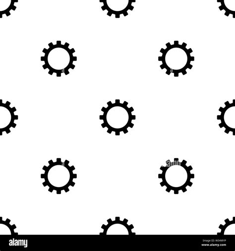 Seamless Pattern With Gear Icon On White Background Settings Symbol
