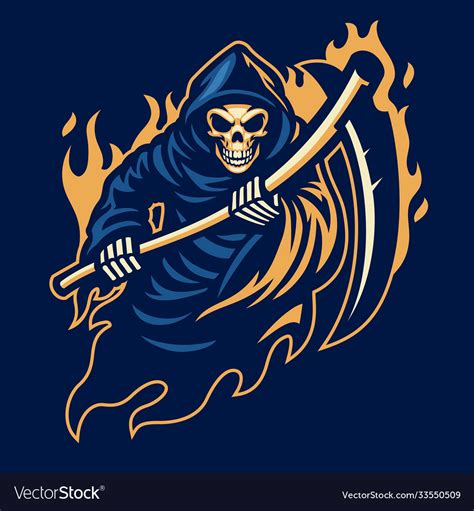 Grim Reaper Mascot With With Sickle Royalty Free Vector