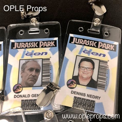 Ople Props Jurassic Park Idcards Badge Ingen Dennis Nedry Alan Grant