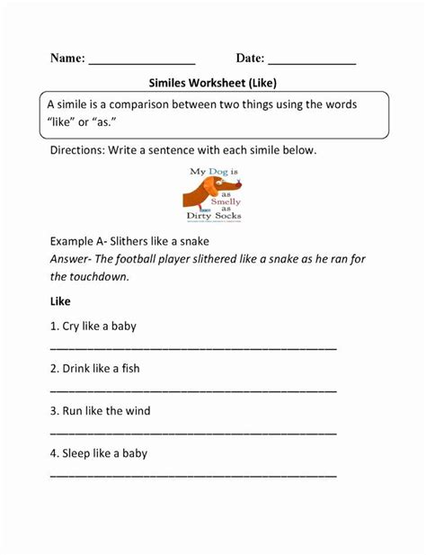 50 Simile Metaphor Personification Worksheet | Chessmuseum Template