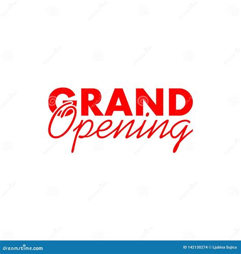 Red Grand Opening Invitation Label Lettering Stock Vector