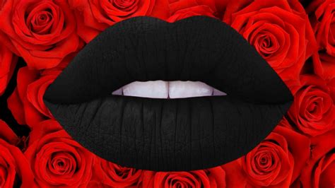 Black Lips With Red Rose Background Wallpaper Lip Wallpaper Makeup