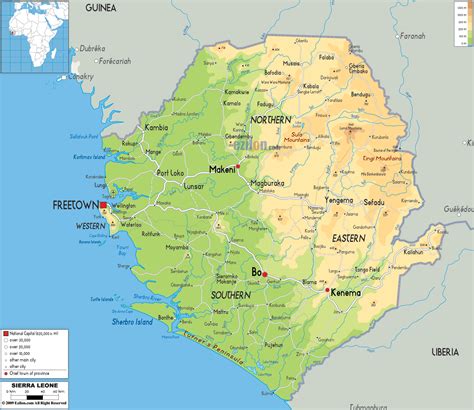 Physical Map Of Sierra Leone Ezilon Maps