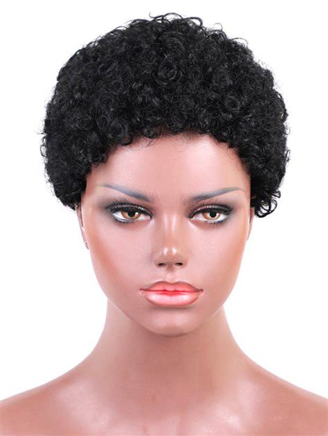 36 Off Short Afro Curly Pixie Capless Human Hair Wig Rosegal