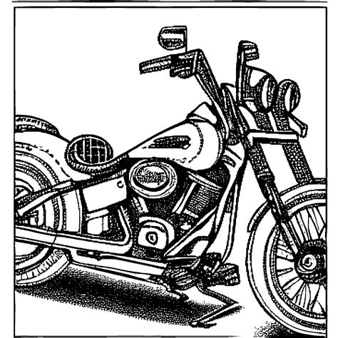 Harley Davidson Bike Coloring Page · Creative Fabrica