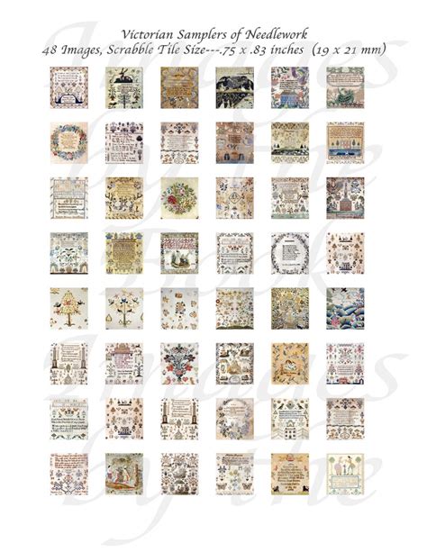 Victorian Embroidery Samplers Digital Collage Sheets 1x2 Etsy