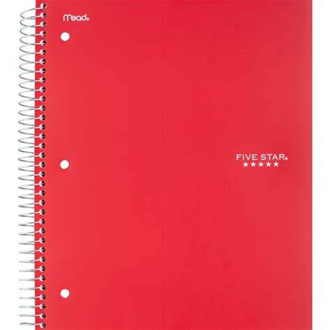 Five Star Red 5 Subject College Ruled Spiral Notebook Shop Notebooks