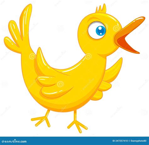 Cute Yellow Bird In Cartoon Style Stock Vector Illustration Of Beak