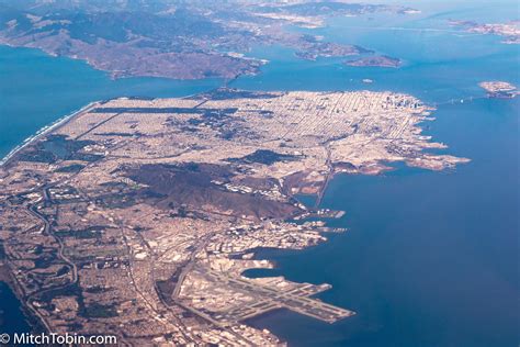 Aerial View Of San Francisco Bay Area From Cruising Altitude On The