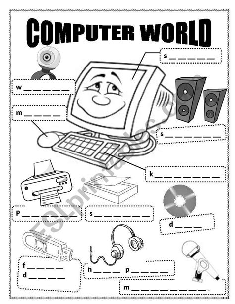 Esl Computer Computer Parts Esl Printable Worksheets And Exercises