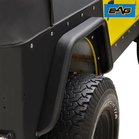 Eag Rear Fender Flares With Hardware Armor Black 3 Fit 87 96 Jeep