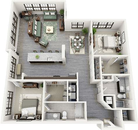 Choose from a variety of house plans, including country house plans, country cottages, luxury home plans and more. 50 Two "2" Bedroom Apartment/House Plans | Apartment layout, Apartment floor plans, Luxurious ...