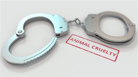 Animal Cruelty Stamp And Handcuffs Crime And Punishment Related