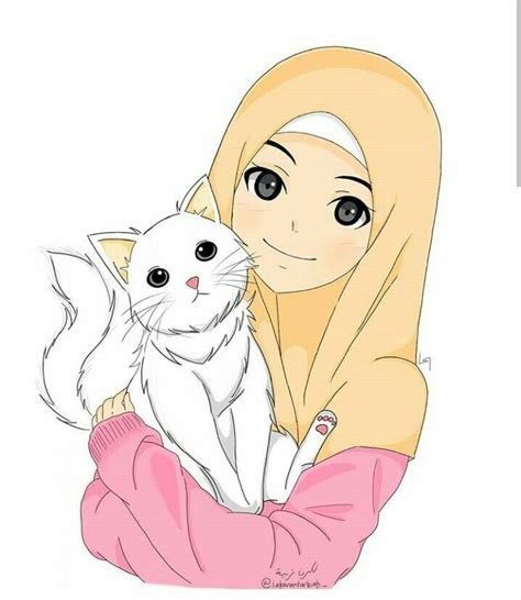Kucing Comel Cara Melukis Kartun Muslimah Cara Mengga