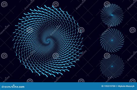 Color Azul De Forma Circular De Onda Media Conjunto De Espirales