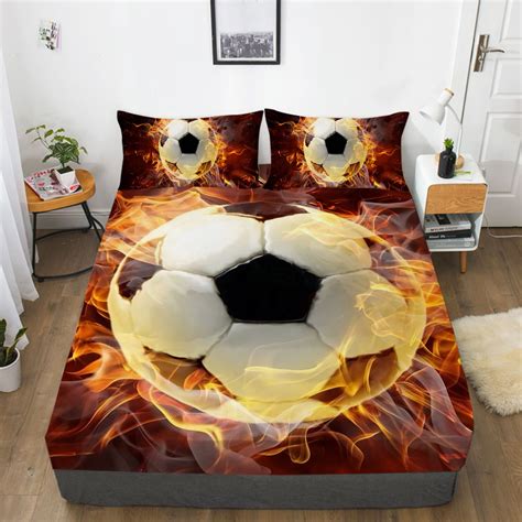 Fitted Sheet Set Football Bedspread Soccer Bed Cover Balls Bedding Set Ball Game Bedsheet