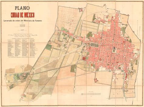 1867 Ministerio De Fomento City Plan Or Map Of Mexico City Mexico