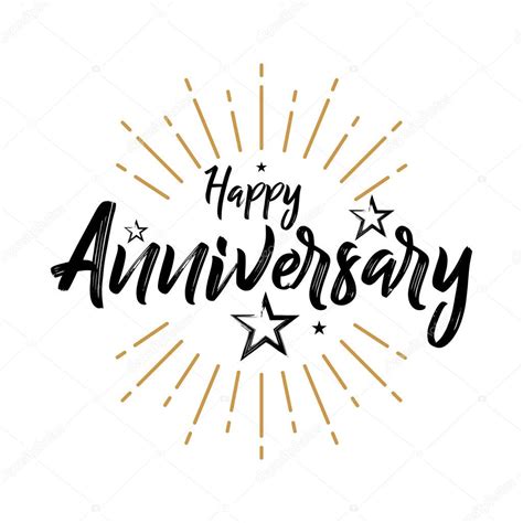 Happy Anniversary Hand Drawn Lettering For Greeting Invitation Card