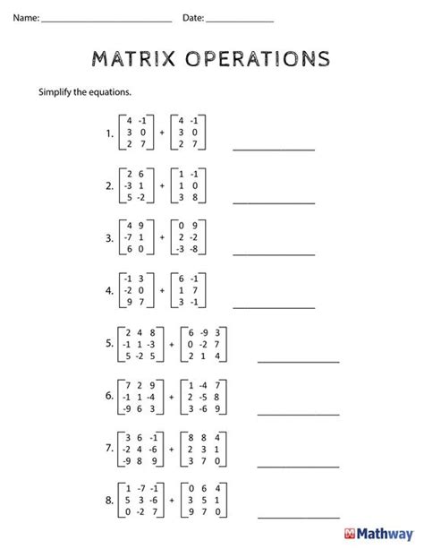 Need Practice With Matrix Operations Print Out This Worksheet And