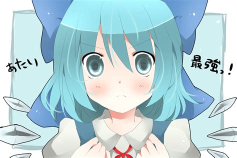 Video Games Ice Touhou Wings Dress Text Blue Eyes Cirno