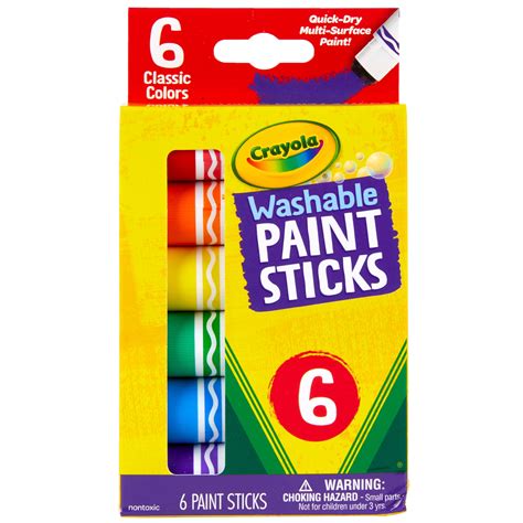 Crayola Quick Dry Paint Sticks Assorted Colors Washable Paint Set For