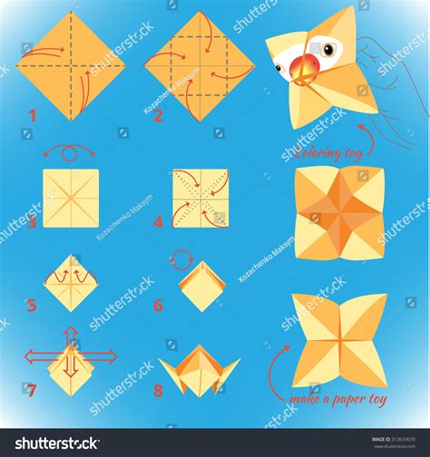 Instructions How Make Paper Bird Origami Stock Vector ...
