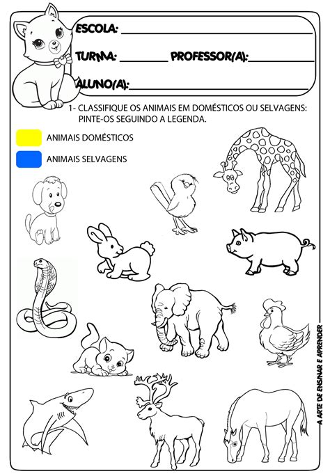 Atividades Prontas Tema Projeto Animais A Arte De Ensinar E Aprender