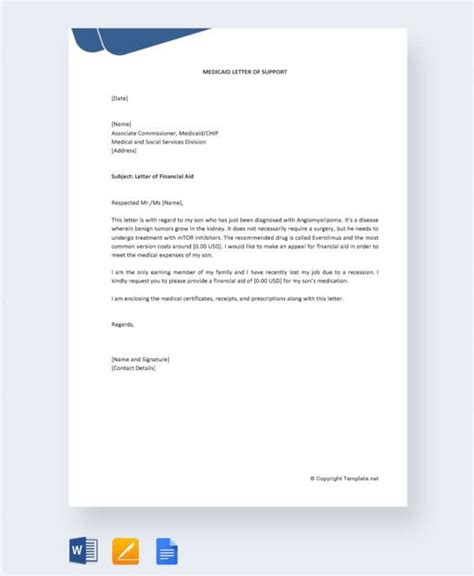 I need sample letter seeking for financial for medical expenses of an employee to his employer. Medicaid Letter Of Support Sample Lovely 12 Letter Of Support Templates - Free Samples Examples ...