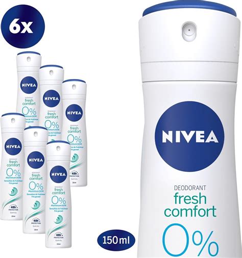 Nivea Fresh Comfort Aluminium Free 6 X 150 Ml Deodorant Spray