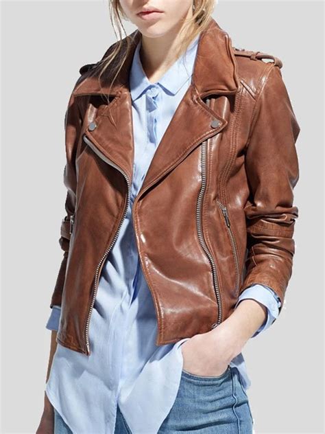 Womens Leather Motorcycle Jacket Brown Leather Jacket