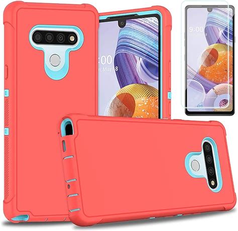 Phulok Lg Stylo 6 Case With Hd Screen Protector Heavy Duty Armor Dual