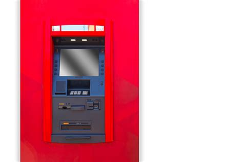 Atm Terminal Banking Machine Front View With White Space For Text Stock