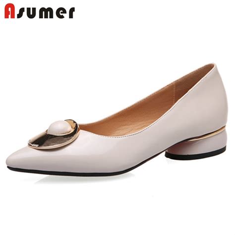 Asumer 2021 New Arrival Pumps Women Shoes Pointed Toe Metal Decoration Single Shoes Spring