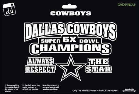 Dallas Cowboys Nfl Football 5x Super Bowl Champions Vinyl Decal Car