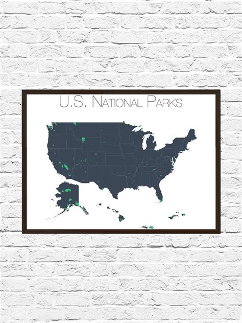 National Park Map National Park Poster National Park Map Etsy