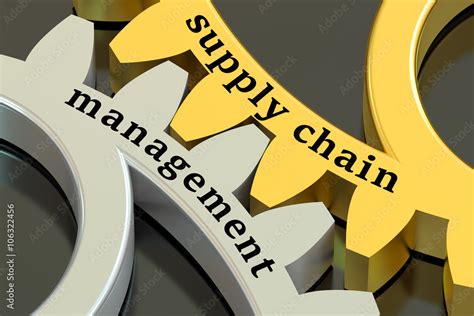 Supply Chain Management Concept On The Gearwheels 3d Rendering Stock
