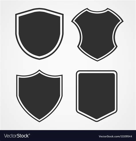 Black Shield Icon Set With Different Shapes Vector Image