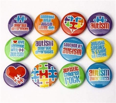 Autism Awareness Set Of 12 Buttons Pinbacks Badges 1 Inch Etsy