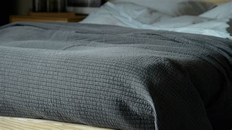 Embroidered Stripe Bedspread In Grey Natural Bed Company