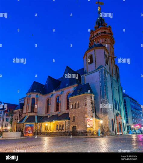 Sunrise View Of Saint Nicholas Church In Leipzig Germany Stock Photo