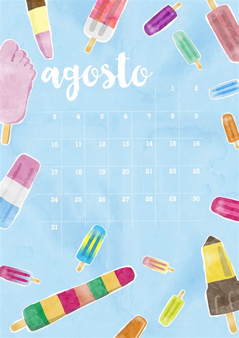 Calendario Agosto Imprimible Y Fondo Mlcblog