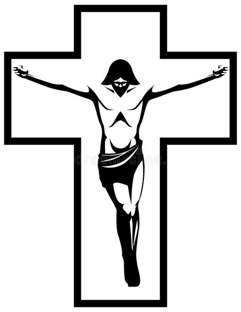Jesus Christ Crucifixion Black And White Stock Illustration