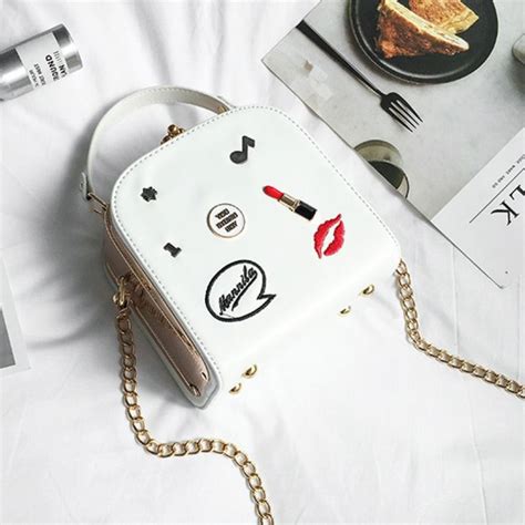 Lovely Trendy Print Zipper Design White Messenger Bag Bags Trendy