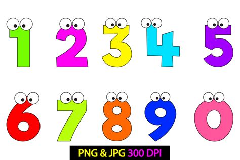 Funny Numbers Cartoon Characters Clipart Graphic By Saritakidobolt