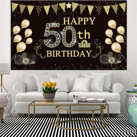 6 X 36 Ft Happy 50th Birthday Backdrop Background Banner For 50th