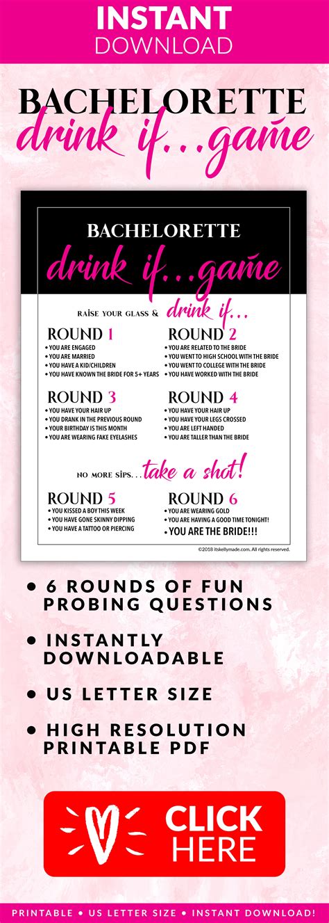 Bachelorette Party Games Drink If Game Printable Bachelorette Games Hens Night Hen Party